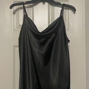 SATIN COWL NECK SLIP MIDI DRESS